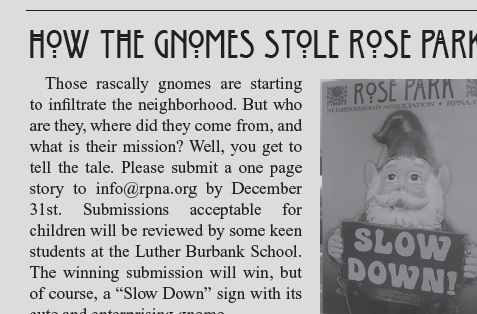 “How the Gnome Stole Rose Park”